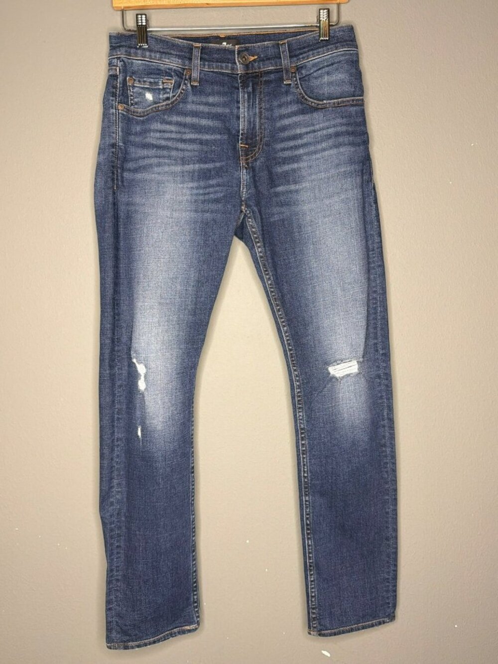 7 For All Mankind Paxtyn Skinny Jeans Ripped Distressed Denim Men's 31